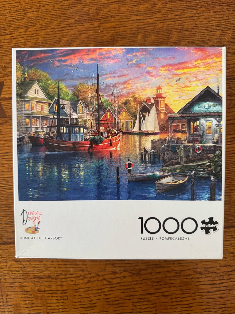 Buffalo "Dusk at the Harbor" 1000 Piece Puzzle NWT Davison boats fishing sunset